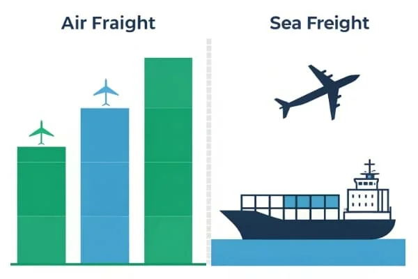 Air freight vs sea freight cost comparison chart