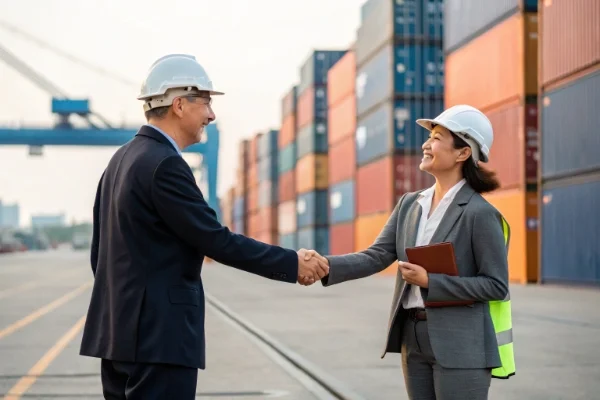 A person shaking hands with a freight forwarder
