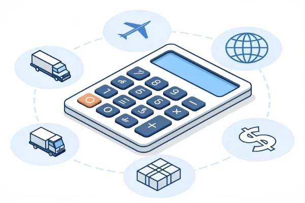 A calculator with shipping cost icons
