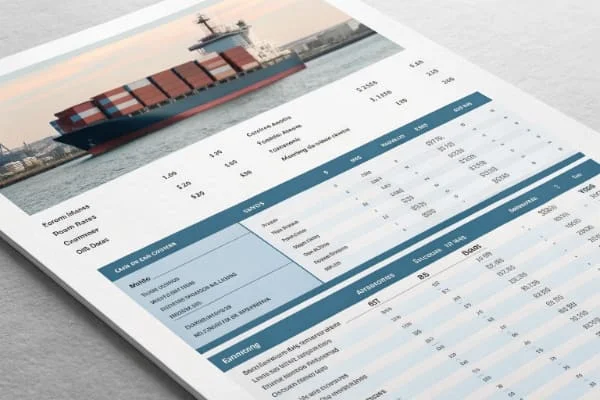 An invoice showing various shipping costs and surcharges