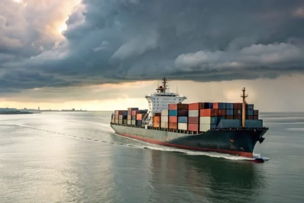 Container ship carrying cargo from China to Canada