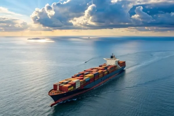 A container ship, cargo plane, and freight train moving from China to Germany