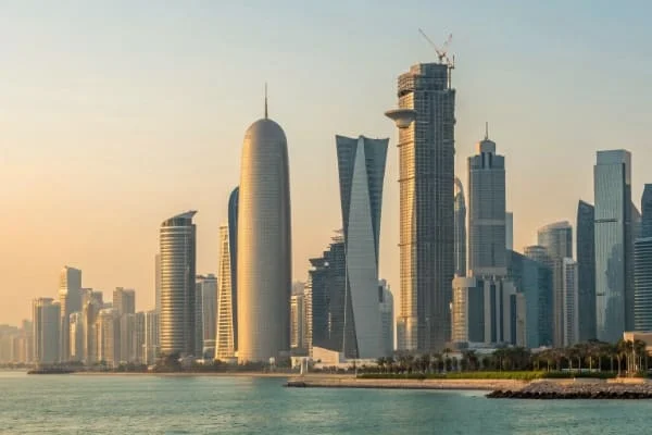 Skyline of Doha, Qatar, showing modern construction and development