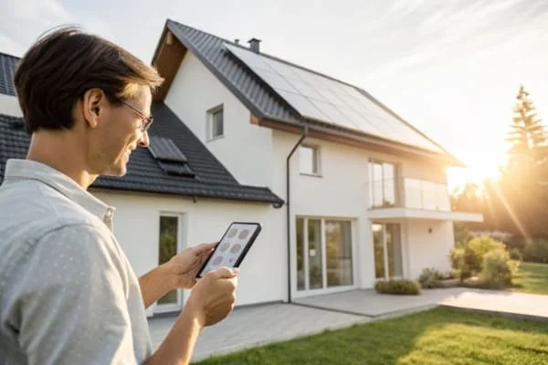 a homeowner looking at their solar app