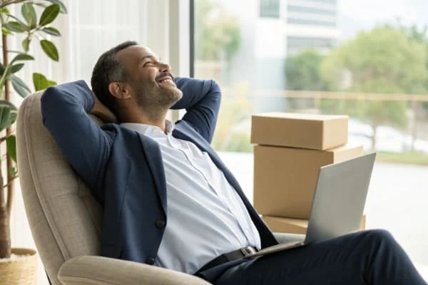 Business owner relaxing knowing their DDP shipment is handled