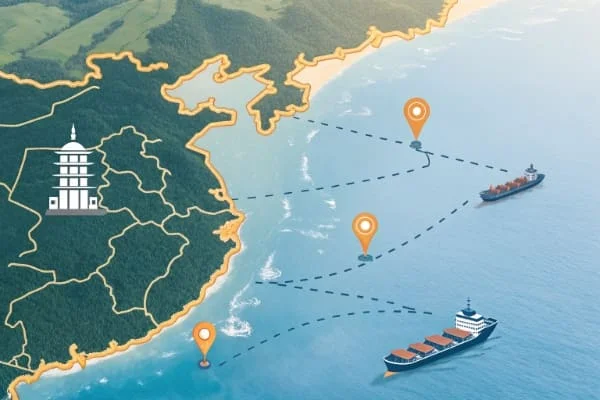 Map of major sea ports in China