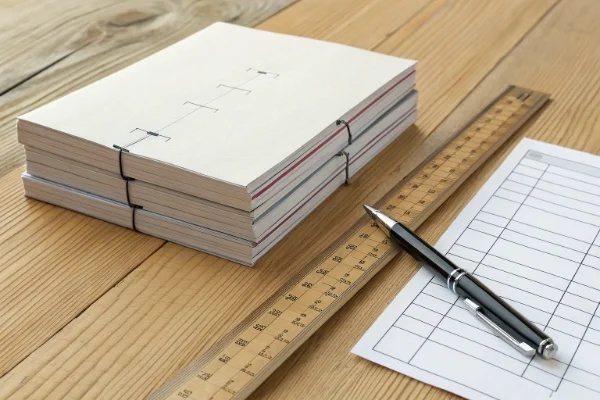 A stack of shipping documents like a bill of lading