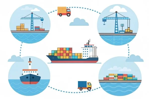 Infographic showing the step-by-step sea freight process