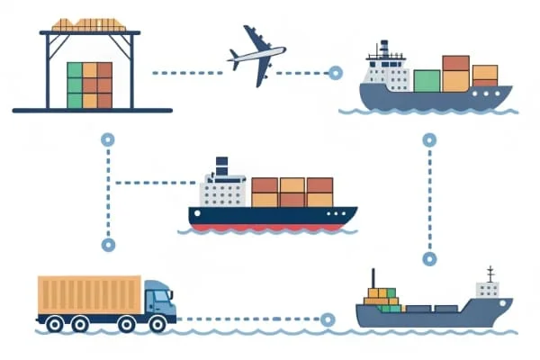 A step-by-step infographic of the sea freight process