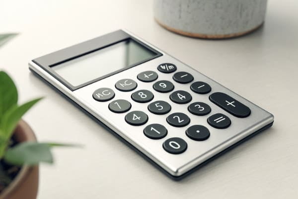 A calculator showing duty and VAT calculations
