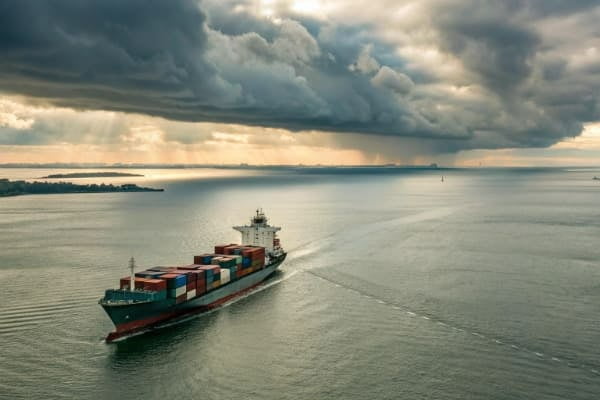 A cargo ship with containers heading towards Qatar from China