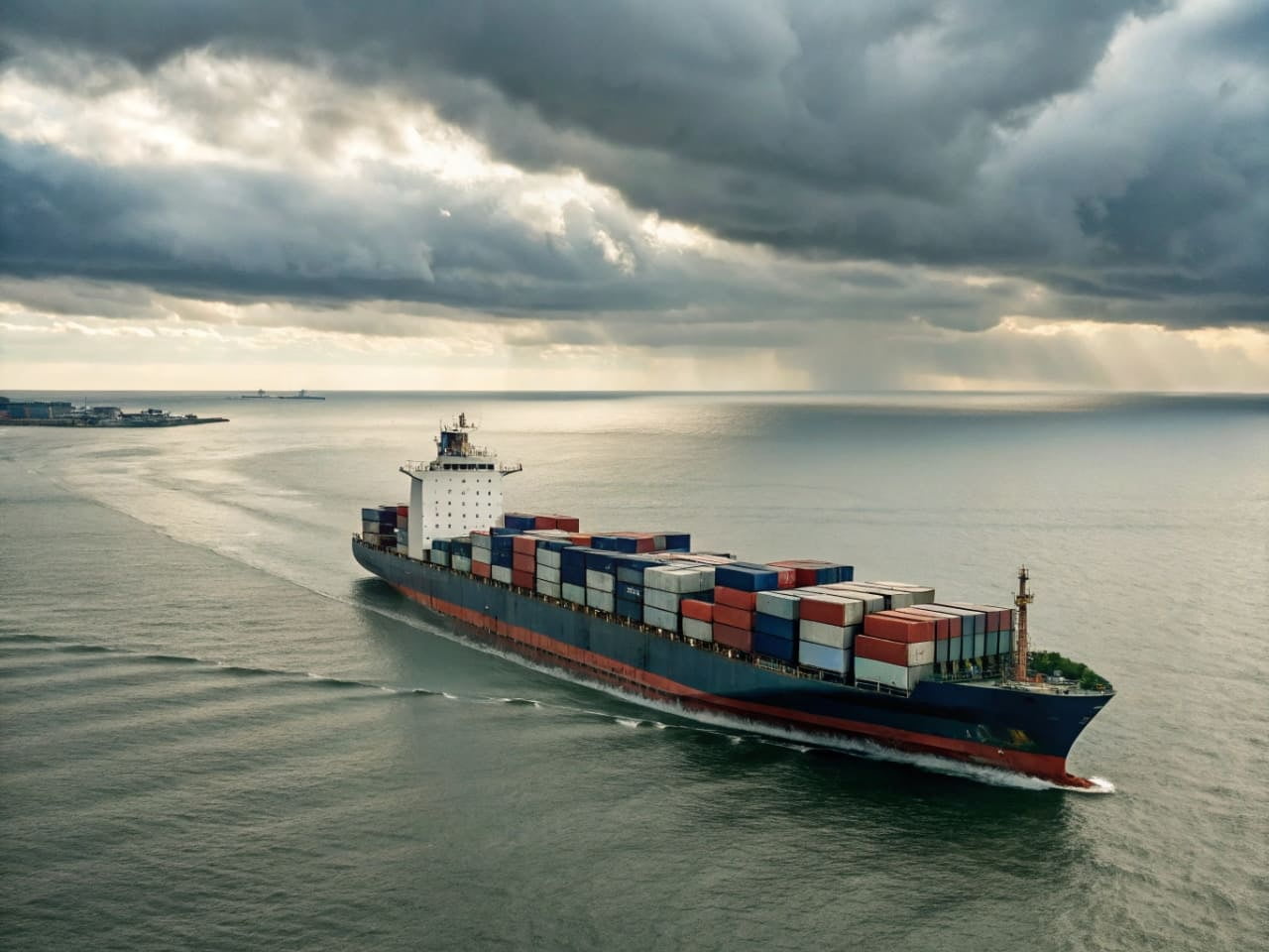 A container ship sailing from China to Qatar