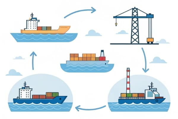 A diagram showing the steps of the ocean freight process