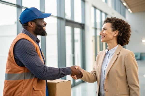 A person shaking hands with a trusted freight forwarder partner