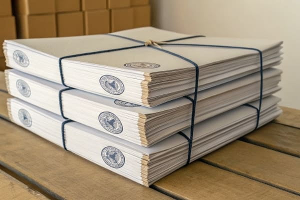 A stack of official shipping documents