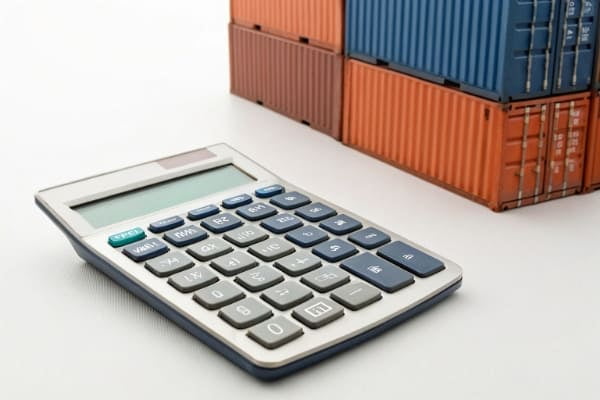 A calculator showing the cost of shipping a container