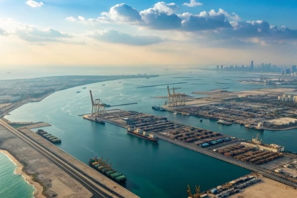 Aerial view of Jebel Ali Port in Dubai
