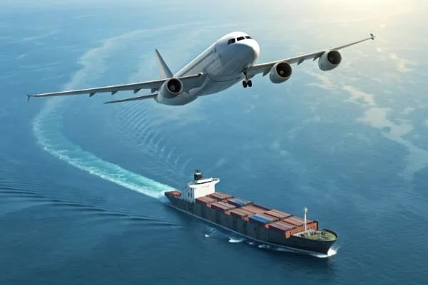 Airplane vs Cargo Ship illustration