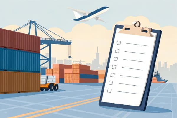 An image of key shipping documents like a Bill of Lading and Commercial Invoice