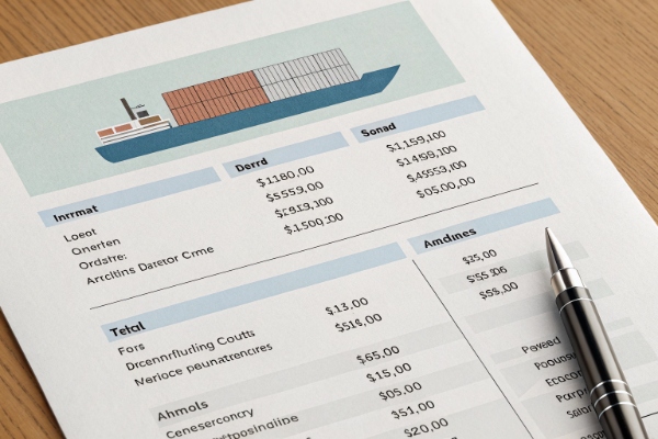 An invoice showing a breakdown of shipping costs