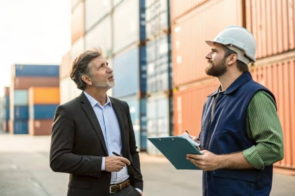Business owner asking questions to a freight forwarder