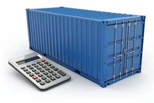 Calculator and shipping container