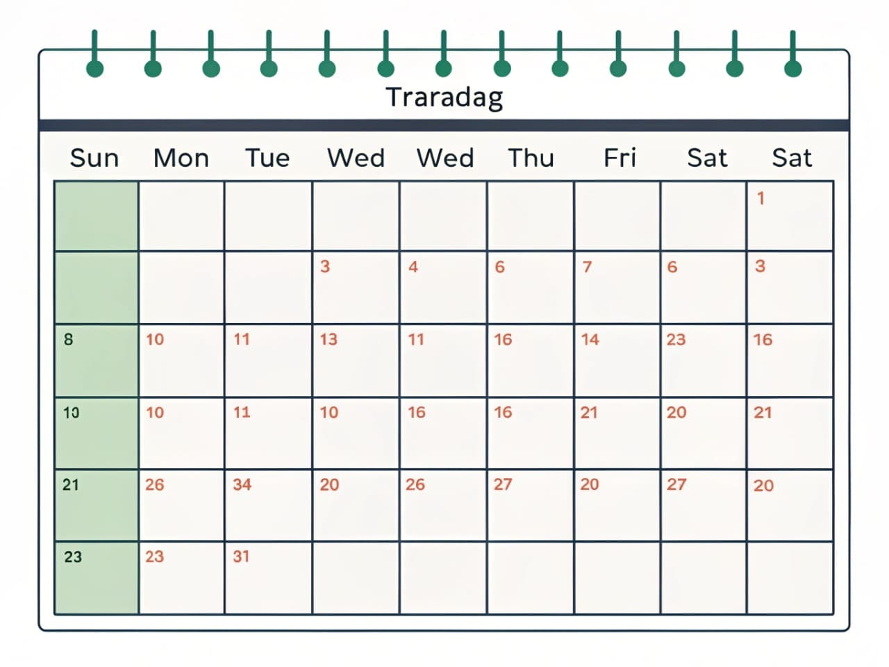 Calendar showing shipping transit time