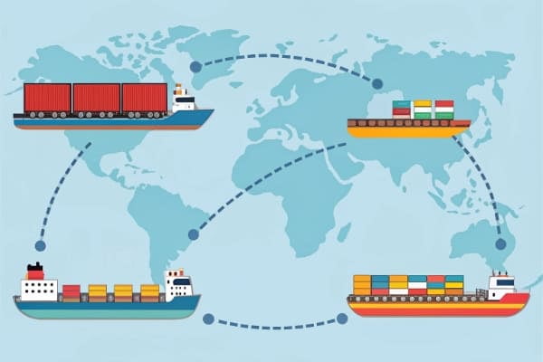 Diagram showing the sea freight process from China to Germany