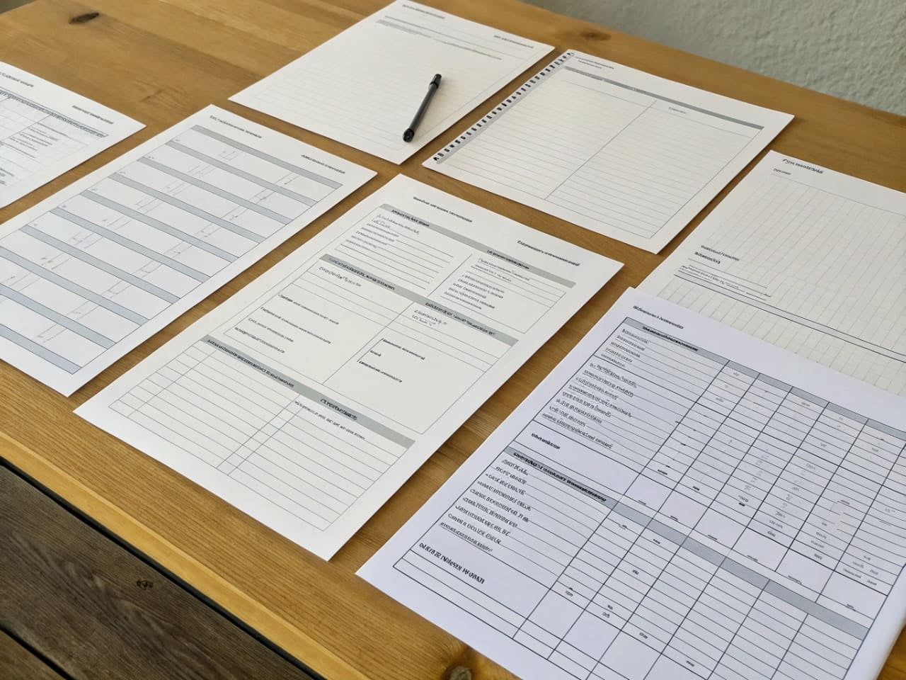 Essential shipping documents laid out on a table