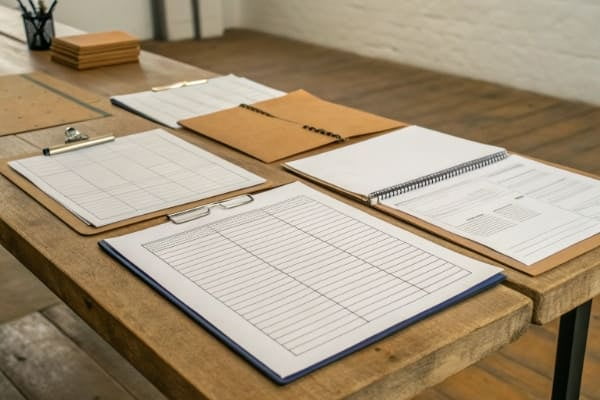 Essential shipping documents laid out on a table