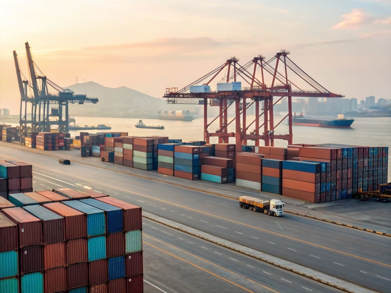 FCL and LCL containers at a port