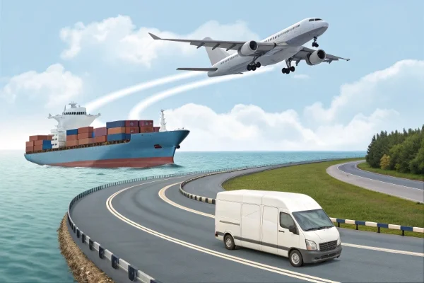 Different shipping methods from China: ship, plane, courier van