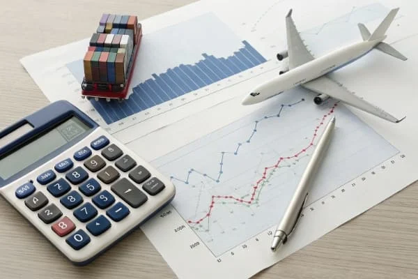 alt with keywords: calculator comparing sea and air freight costs