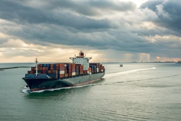 Ocean freight container ship heading from China to Germany