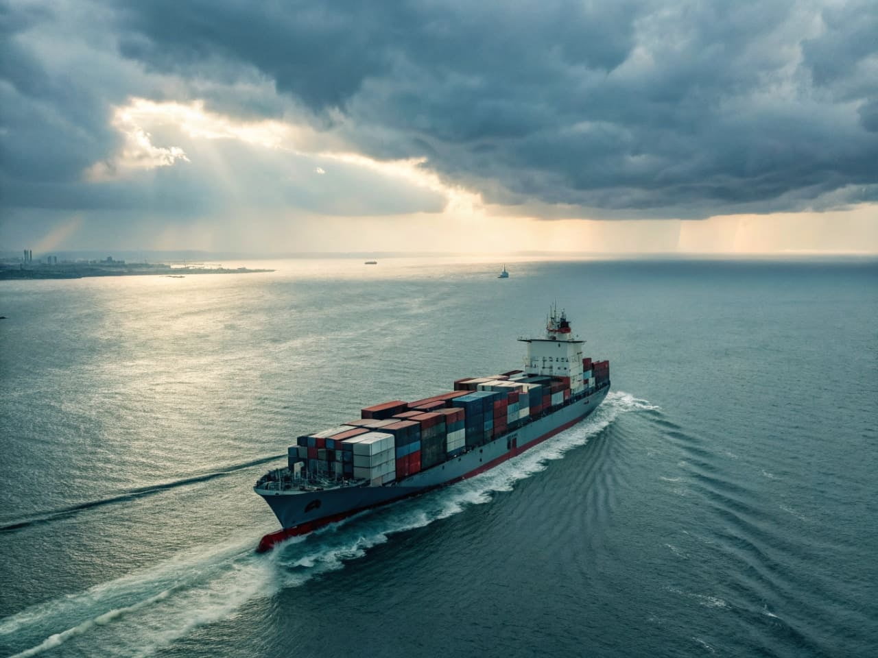 Ocean freight container ship sailing from China to Qatar