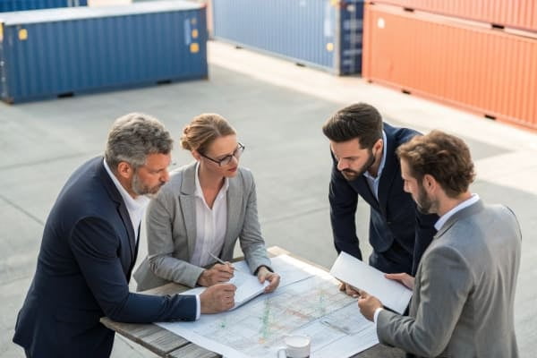 Team of logistics professionals planning a shipment