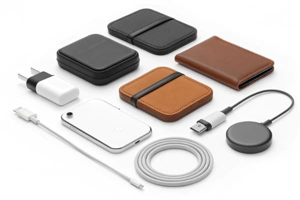 A collection of MagSafe compatible accessories like chargers, wallets, and car mounts.
