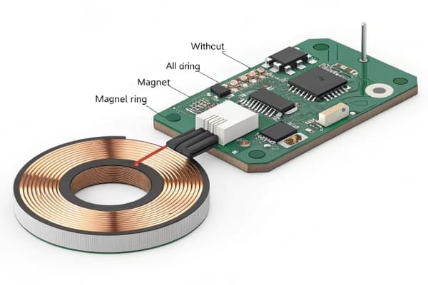 A diagram showing a standard Qi PCBA with a magnet ring attached to it.