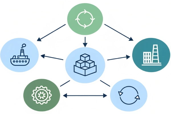 A flowchart showing a diversified sourcing strategy