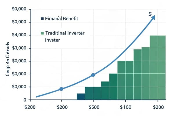 A graph showing the long-term cost savings of a hybrid inverter compared to a traditional one.