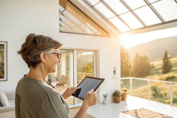 A person comparing quotes for solar panel installation on a tablet