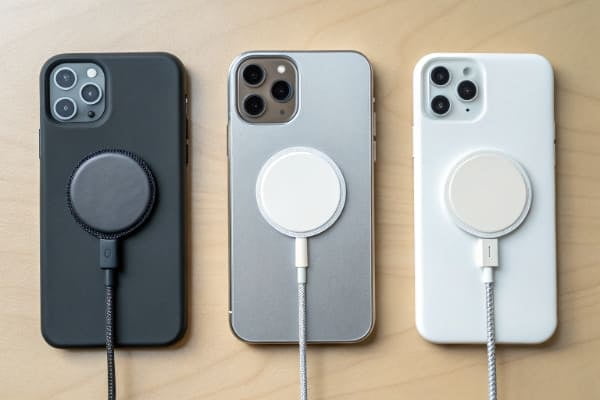 A side-by-side comparison of MagSafe, Qi2, and standard Qi chargers