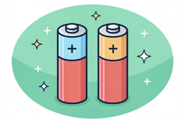An icon showing a cool battery with a magnet and a hot battery without