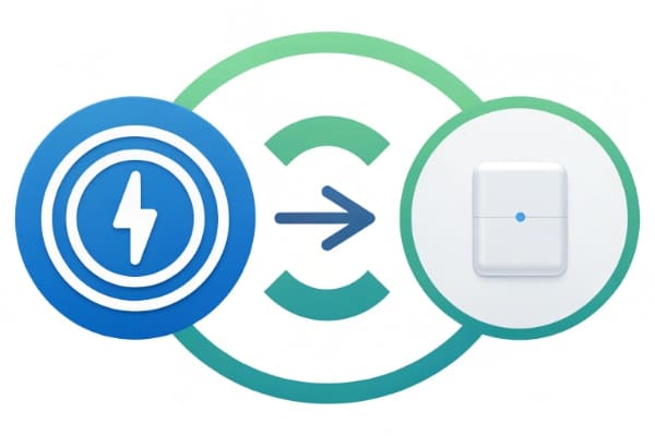Qi2 logo next to a MagSafe logo with arrows indicating a relationship