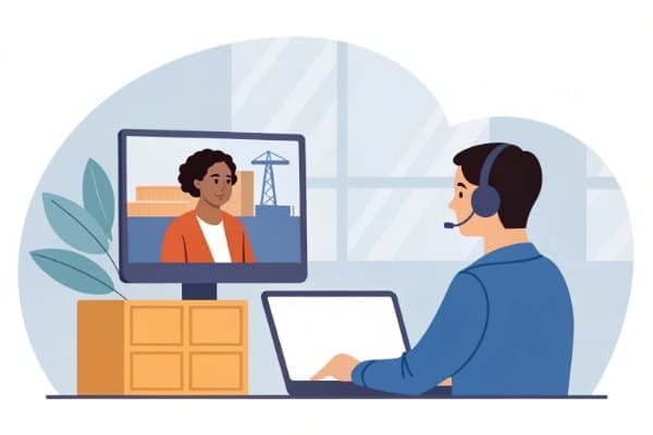 Two people having a clear video call about supply chain logistics