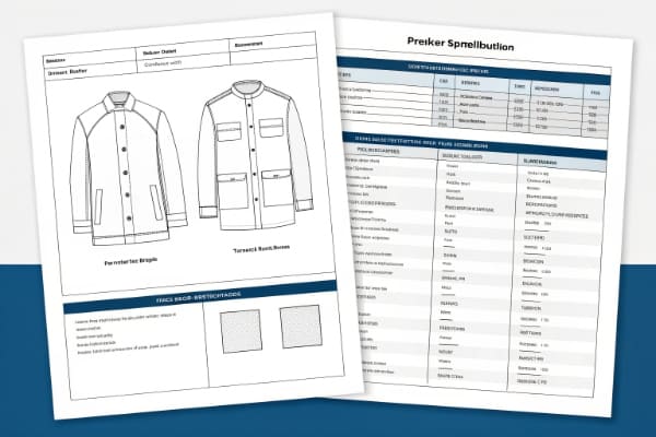 A detailed product specification sheet or 'tech pack'