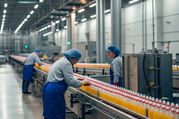 A factory production line working efficiently