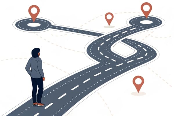 A person choosing between a complex direct shipping path and a simple path with a freight forwarder