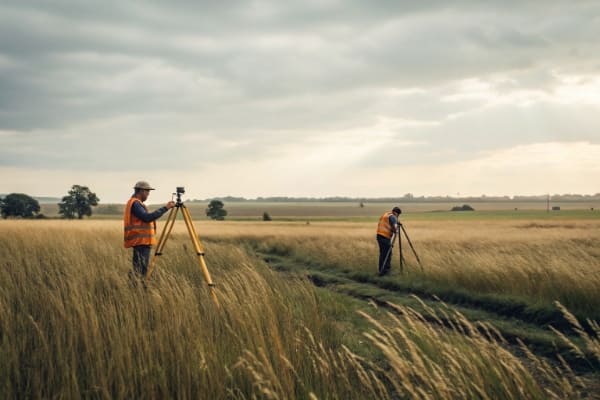 An empty field being surveyed for a solar project