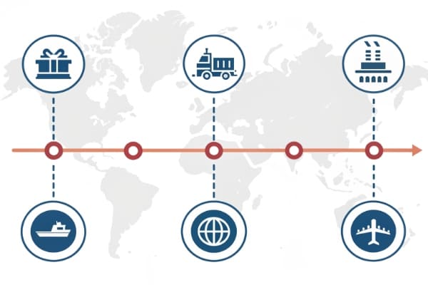 An infographic showing the timeline of sourcing from China